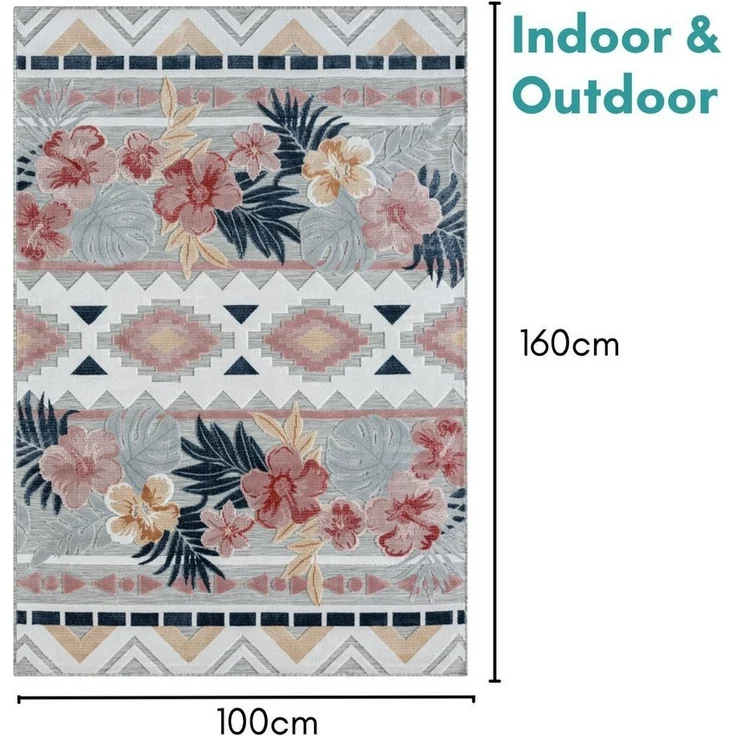 Wohnando Teppich MY-RUG Outdoor-Teppich "Aurora" 160x100 cm, grau, rechteckig, Höhe: 8 mm, mit floralem Hoch-Tief-Design, für drinnen und draußen – Bild 2