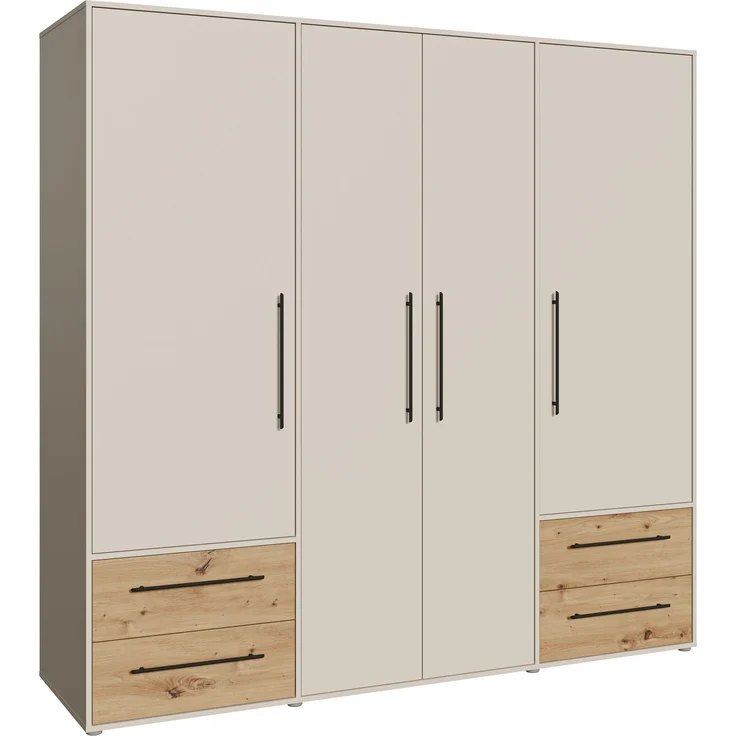 Drehtürenschrank >MOKKARIS< sandfarbig / Artisan Eiche Dekor - 205,9x200,1x58,8cm (BxHxT) – Bild 3