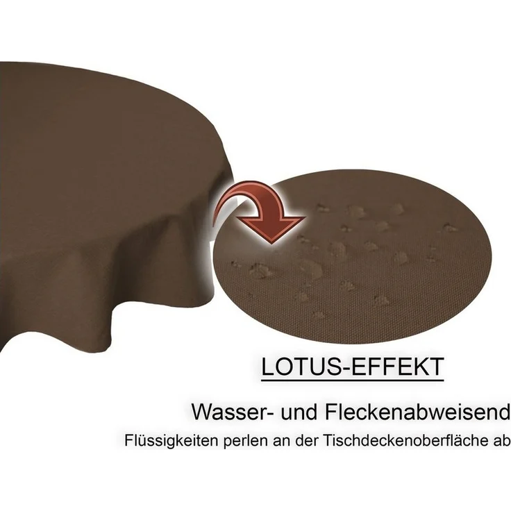 Haus und Deko Tischdecke Tischdecke rund 160 cm Ø beschichtet Leinenoptik wasserabweisend Lotus (1-tlg) – Bild 2