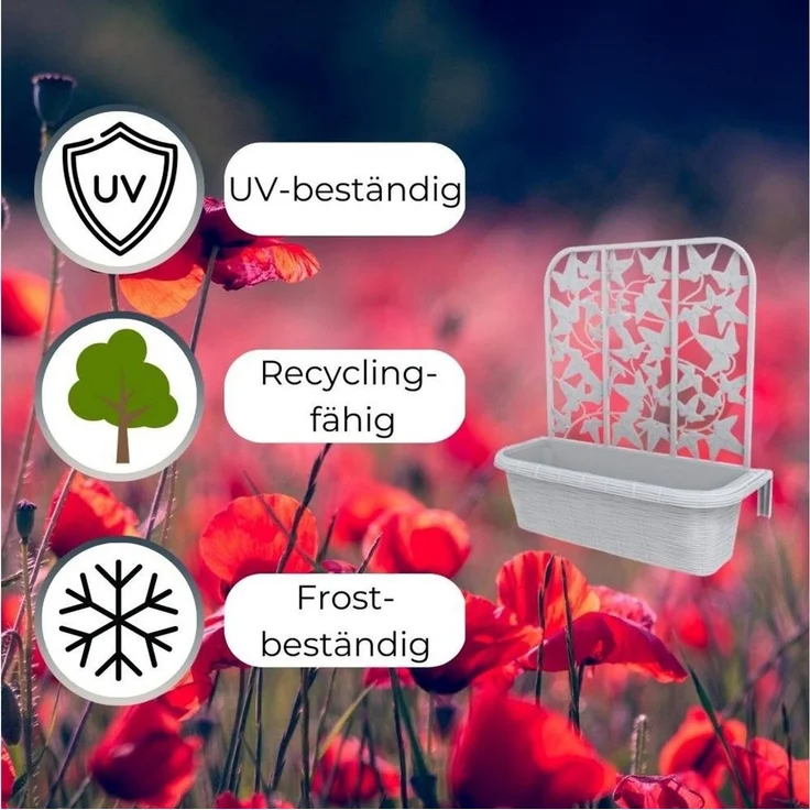 GarPet Blumenkasten 2er Set Blumenkasten Balkon Balkonkasten mit Spalier Wasserspeicher – Bild 2