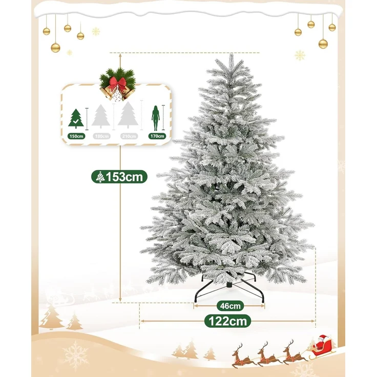 Yorbay Künstlicher Weihnachtsbaum Künstlicher Christbaum, mit Schnee, Metallständer – Bild 2