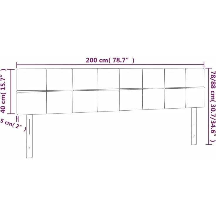vidaXL Kopfteile 2 Stk. Dunkelgrau 100 x 5 x 78/88 cm Stoff 346089 – Bild 3