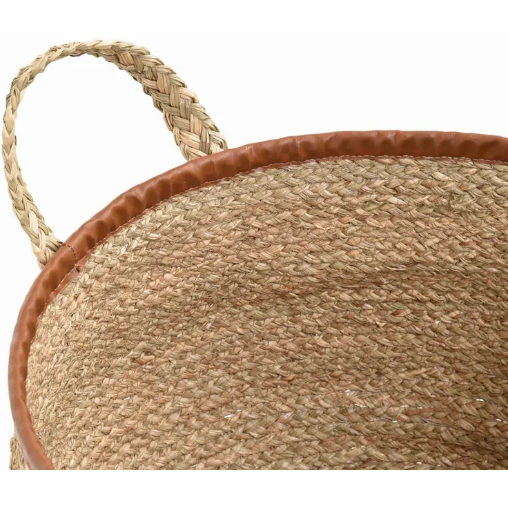 Krines Home Flechtkorb Set/2 Natur Seegras Deko Korb Aufbewahrung (Natur, Set/2 Rund) (2 St, 2x Körbe), Dekokörbe Flechtkorb mit Griffen – Bild 2