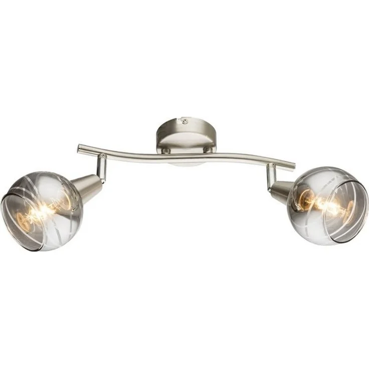 TRANGO LED Deckenleuchte, 2-flammig 1010-28SD Deckenstrahler WOW inkl. 2x 3-Stufen dimmbar LED Leuchtmittel 3000K warmweiß I Deckenlampe in Edelstahl-Optik mit Design rauchigen Glaslampenschirmen, Deckenstrahler, Wohnzimmer Lampe, Spots schwenkbar – Bild 4
