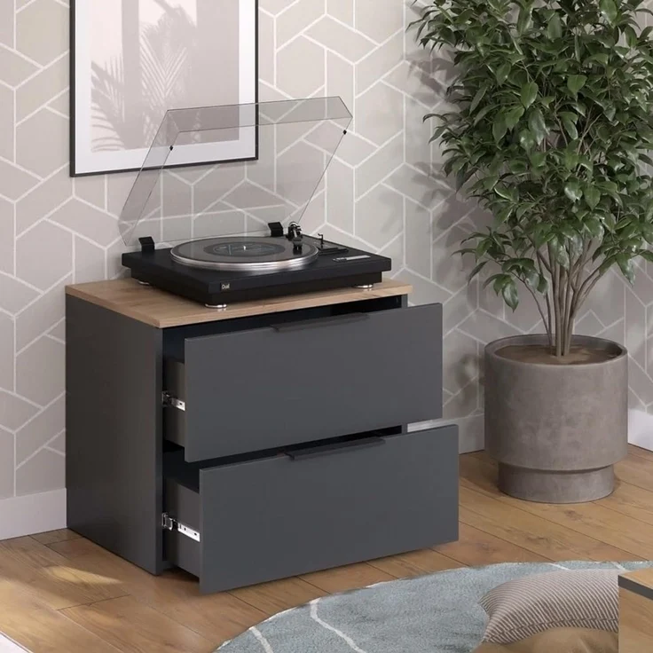 Sideboard Wido Anthrazit 60 x 50 cm mit 2 Schubladen Vicco – Bild 5