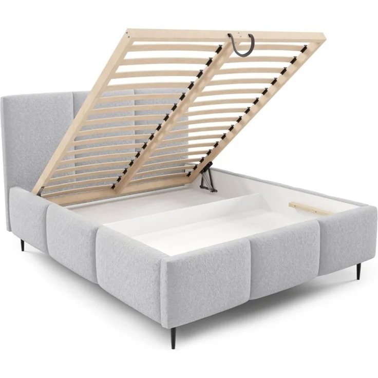Polsterbett Schlafzimmerbett MIAMI Komplettset 180x200 cm in Stoff Lambi Hellgrau – Bild 4