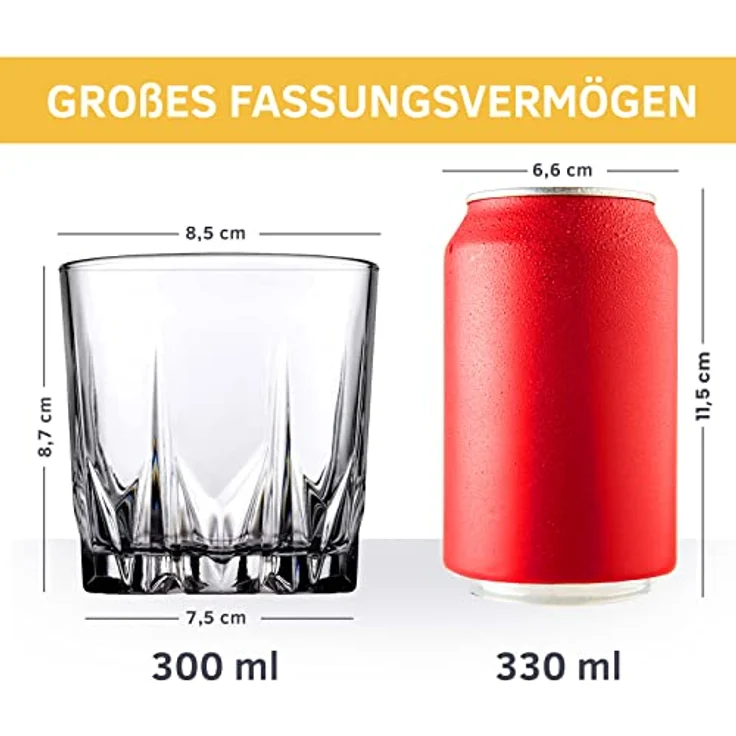 KONZEPT Gläser-Set Wassergläser Trinkgläser Set, Widerstandsfähiges Glas, 6-tlg, 6/12Set, 300ml, für Saft, Wasser, Cocktails, Gin Tonic, kalte Getränke – Bild 4