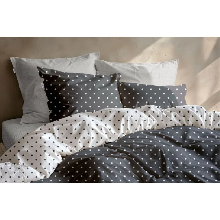 Zo! Home Cotton Bettwäsche 155x220 Punta di Cotone Pewter Grey Punkte anthrazit – Bild 4