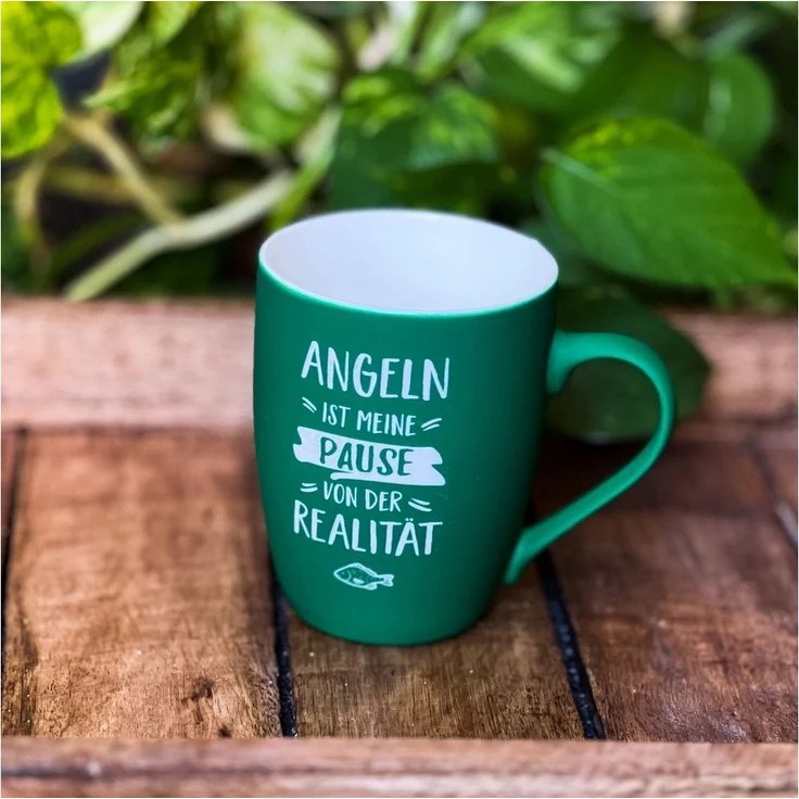 Spruchreif® Tasse SOFT-TOUCH-Tasse mit Spruch, Geschenke für Angler, Anglergeschenk – Bild 1