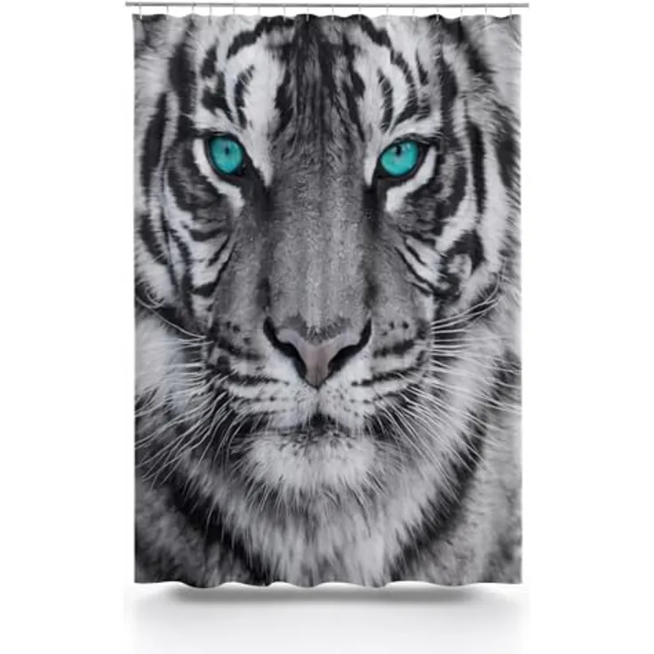 Clever-Kauf-24 Duschvorhang Textil-Duschvorhang Tiger schwarz-weiß BxH 180x200cm, Breite 180 cm, wasserabweisend