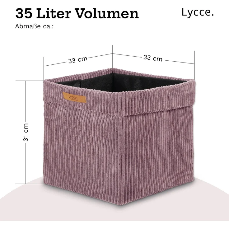 Lycce faltbare Aufbewahrungsbox - Cord, passend für Kallax Regal, abnehmbarer Bezug, robust, formstabil Altrosa 31x33x33cm – Bild 4
