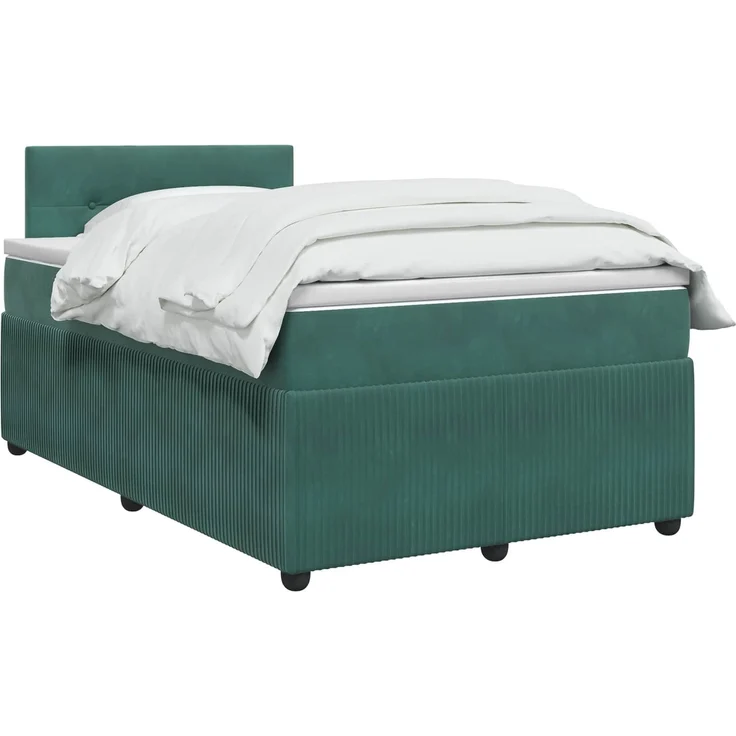 vidaXL Boxspringbett mit Matratze Dunkelgrün 120 x 190 cm Samt 3451640 – Bild 3