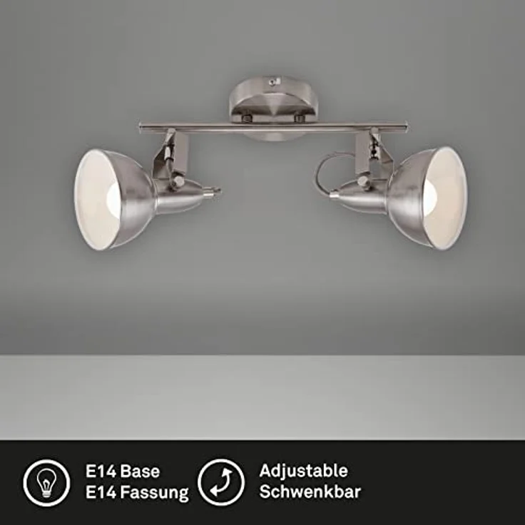 BRILONER - Deckenleuchte, Deckenlampe mit 2 dreh-und schwenkbaren Spots im retro / vintage Design, Metall, E14, Satin-Weiß, 30.4 x 10 x 18.1 cm – Bild 3
