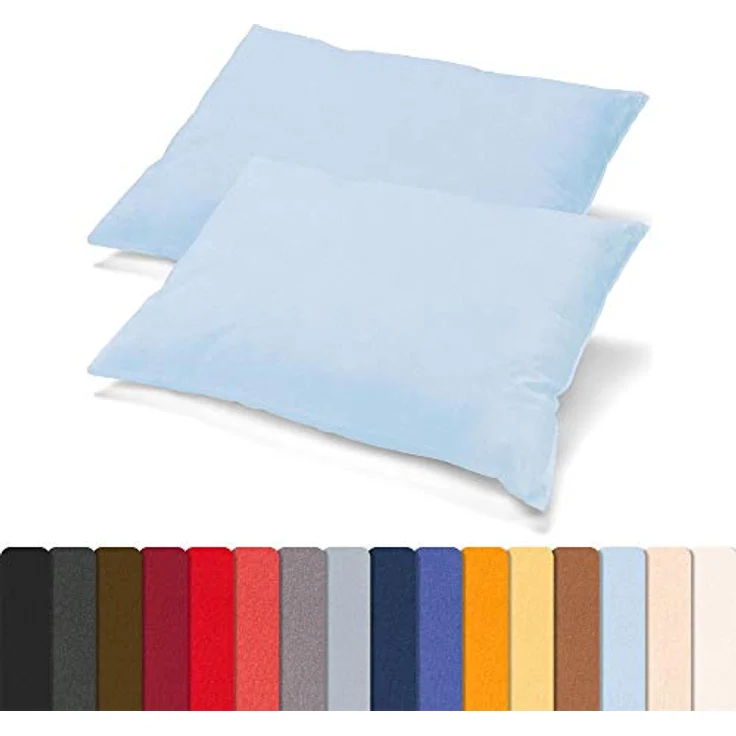 aqua-textil Classic Line Baumwoll Kissenbezug 2er-Set 40x60 aquablau Kissen Bezug Reißverschluss Jersey Kissenhülle – Bild 3