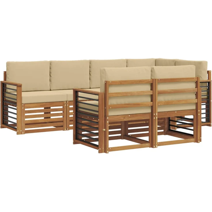 vidaXL Outdoor-Sofagarnitur 7 stk. 7-Sitzer Natur und Beige 3374983 – Bild 2