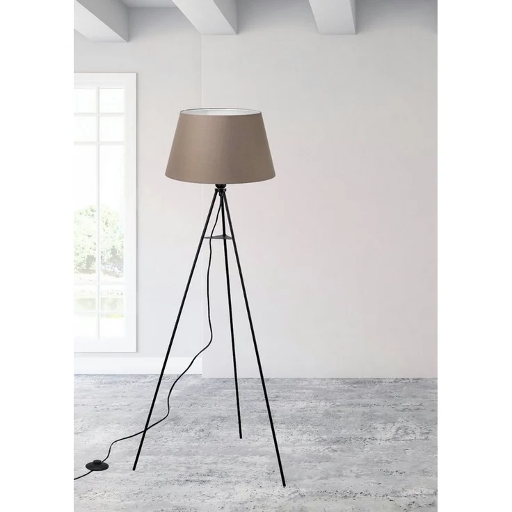 TRANGO LED Stehlampe, 1522BL Tripod Stehleuchte *BROWNIE* inkl. E27 LED Leuchtmittel warmweiß - mit Stofflampenschirm in Braun - Lampenstativ Dreibein - Höhe: 150cm, Wohnraum - Schlafraum - Standlampe - Stehlampe Design zeitlos – Bild 2