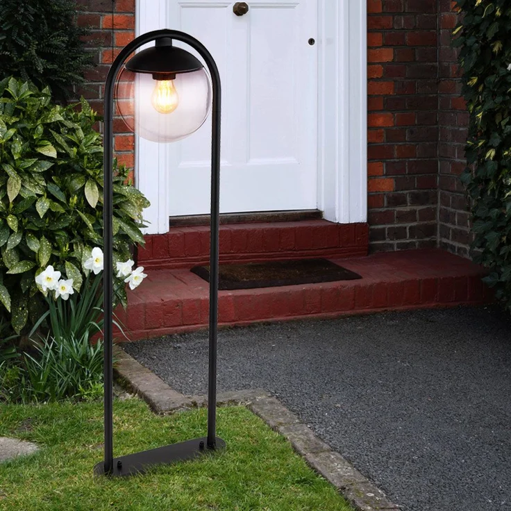 Stehleuchte, Glaskugel, schwarz, rauch, IP44, H 100 cm – Bild 5