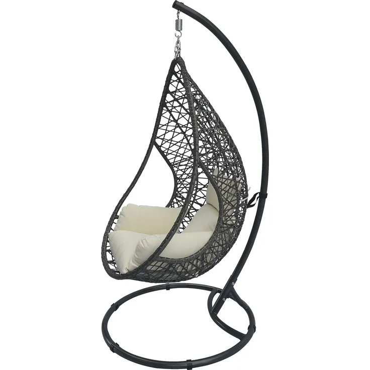 greemotion Hängesessel Kuba, anthrazit/weiß, Stahl, Polyethylengeflecht, Kissen aus Polyester, 210x103 cm
