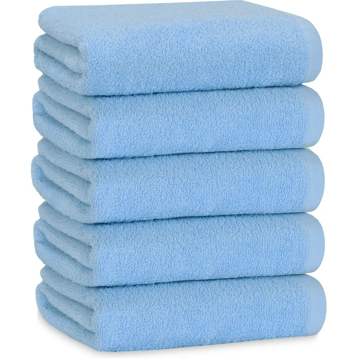 ZOLLNER 5er Set Duschtuch, 100% Baumwolle, 70x140 cm, hellblau – Bild 1