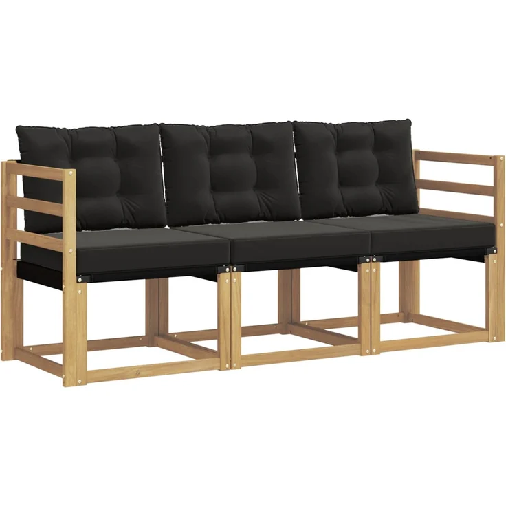 vidaXL Outdoor-Sofagarnitur 3 stk. 3-Sitzer Weiß und Schwarz 3389154 – Bild 2