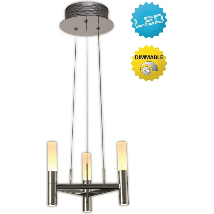 LED Kronleuchter modern chrom, weiß satiniert Näve Castle 3 flg.