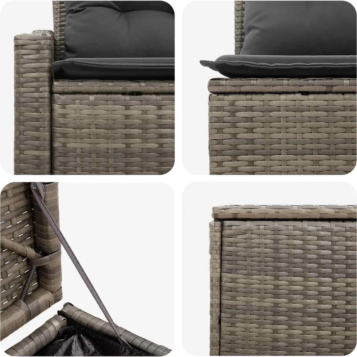 vidaXL Sofa Set 5 stk. Grau und Dunkelgrau Polyrattan und Stahl 3447820 – Bild 7