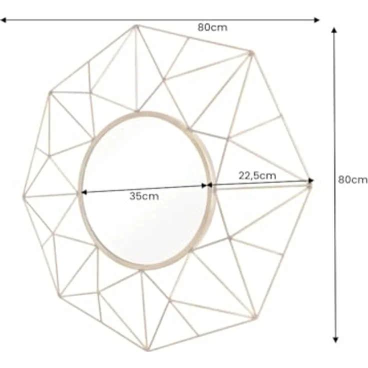 riess-ambiente Wandspiegel DIAMOND L 80cm gold · großer Spiegel aus Eisen im Retro Design (Einzelartikel, 1-St), Accessoire · Wohnzimmer · Flur · Schlafzimmer · Dekoration – Bild 7
