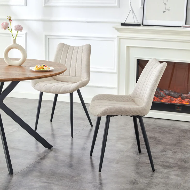 Stuhl 2er Set Helsinki Stühle in Creme - gemütliches Design - Top Qualität B/H/T: 53x86x59 cm – Bild 2