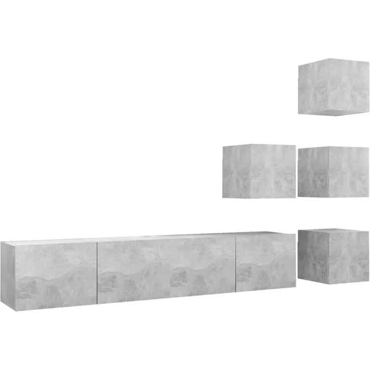 vidaXL 6-tlg. TV-Schrank-Set Betongrau Spanplatte [3079141]