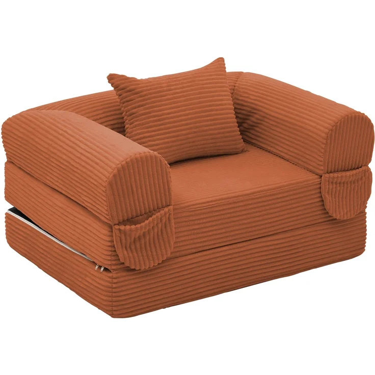 ZUBALIYA SchlafSofa mit Cordbezug, mit Schaumstoffpolsterung, ohne aufwendige Montage, für Wohnzimmer und Apartments – Bild 4