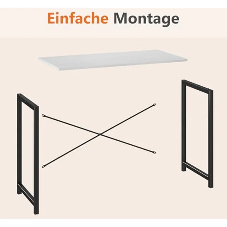 Sweetcrispy Schreibtisch, Kleiner Tisch 80 x 50 x 75.4cm (31in), Computertisch Metallgestell‌, Bürotisch für Arbeitszimmer, Schlafzimmer, Wohnzimmer, Study Table Desk, Weiß – Bild 7