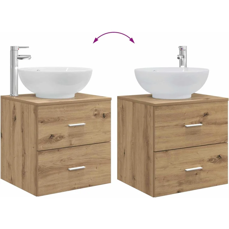 vidaXL Badezimmerschrank-Set 3 stk. Artisan-Eiche 129 x 44,5 x 80 cm 3405906 – Bild 11