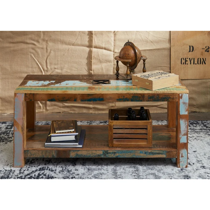 Couchtisch Altholz 110x45x50 mehrfarbig lackiert NATURE OF SPIRIT #107 – Bild 3