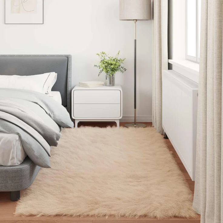 vidaXL Kunstschaffell Teppich Tafalla Beige 80 x 200 cm Polyester 42021479 – Bild 3