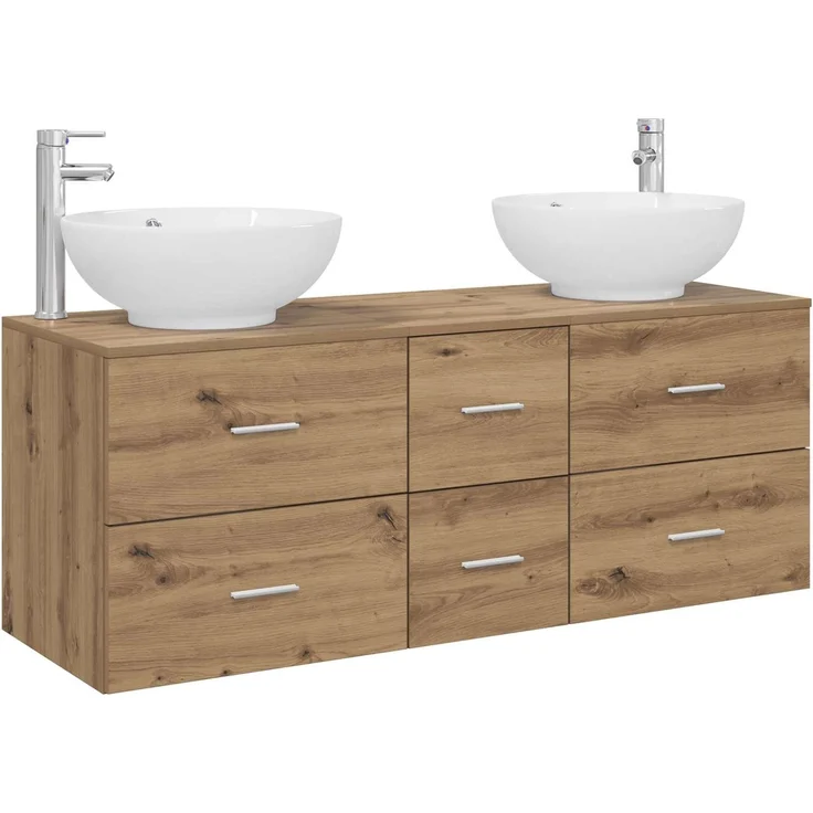 vidaXL Badezimmerschrank-Set 3 stk. Artisan-Eiche 129 x 44,5 x 80 cm 3405914 – Bild 2