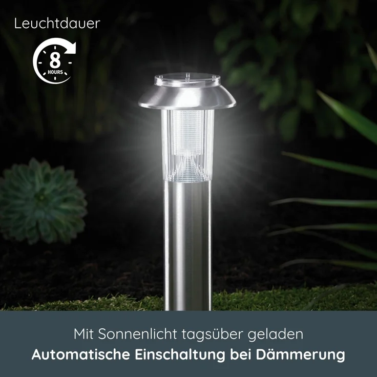 MeLiTec 3er Set Solar LED Gartenleuchten SO06-1 Edelstahl matt gebürstet – Bild 3