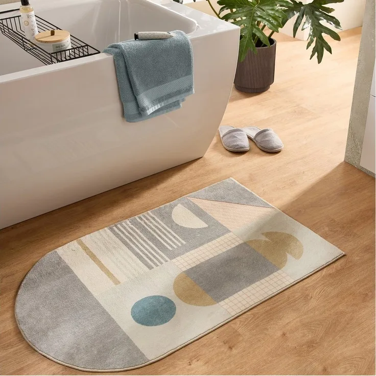 Gino Falcone Badematte Ariella GF-142, Höhe 7 mm, rutschhemmend beschichtet, fußbodenheizungsgeeignet, Polyester, rechteckig, Badteppich, bedruckt, modernes Design, weich & kuschelig