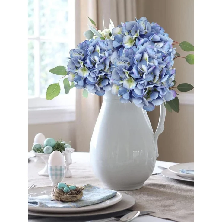 Künstliche Kunsthortensien Blau 53cm 3er Set Deko Kunstblumen – Bild 6