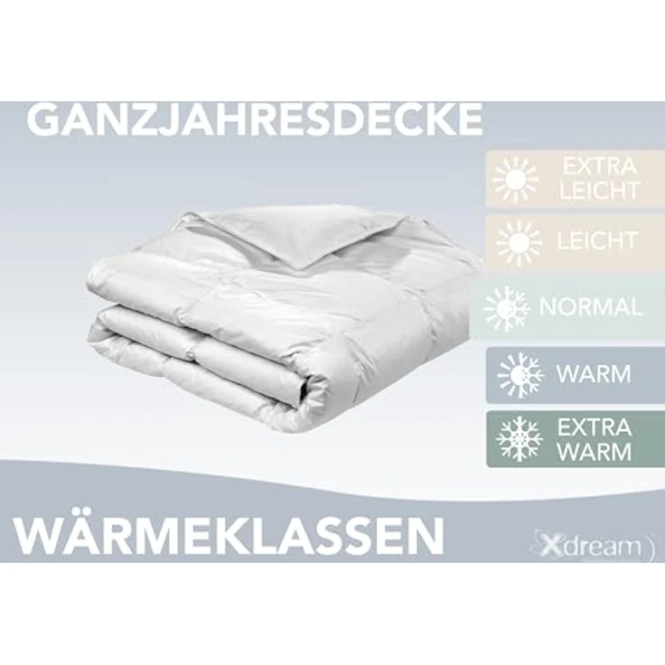 XDREAM Daunenbettdecke Nature Daunendecke, 135x200 cm und weitere Größen, Füllung: 90% Daunen, 10% Federn, Bezug: 100% Baumwolle, alle Wärmeklassen, Sommer oder Winter – Bild 3