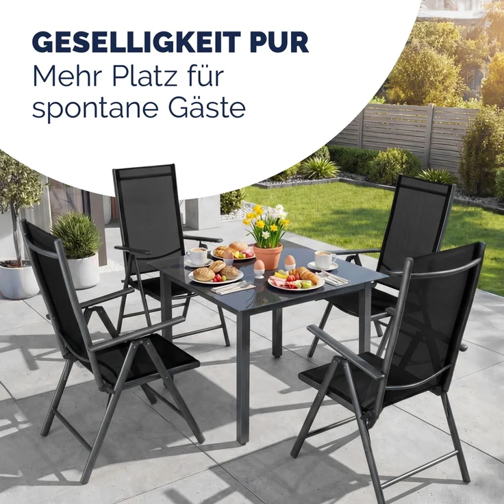 CASARIA® Aluminium Gartenstuhl Bern Klappbar Anthrazit 4er Set – Bild 8