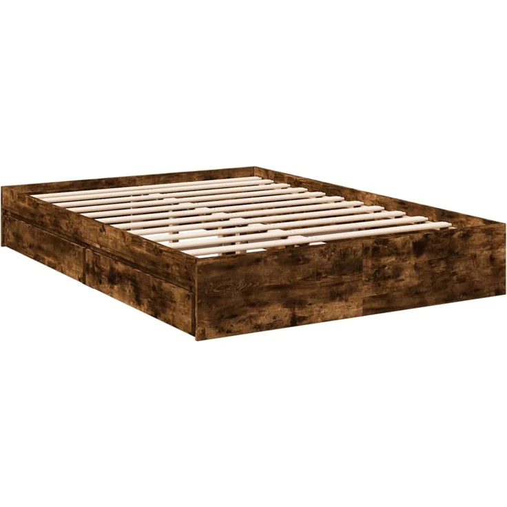 vidaXL Bettgestell mit Schubladen Räuchereiche 120x190cm Holzwerkstoff 3280703 – Bild 3