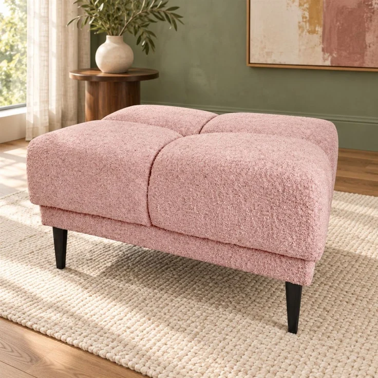 Ecksofa Schlafsofa SENVELIO RELAX inkl. Hocker Stoff Glam Altrosa Ottomane Rechts – Bild 4