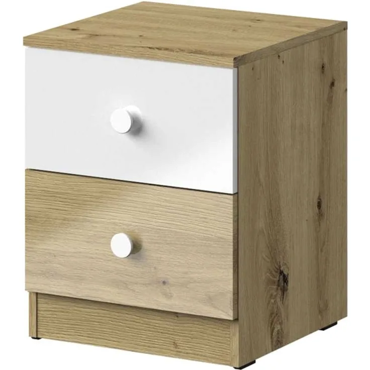 Schubladencontainer ""Nero"" Bürocontainer 40 cm artisan eiche weiß Hochglanz