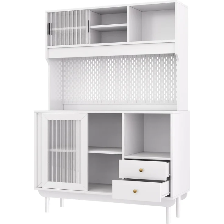 ZUBALIYA Buffetschrank 117x30x170 cm, aus MDF / Spanplatte, Weiß – Bild 11