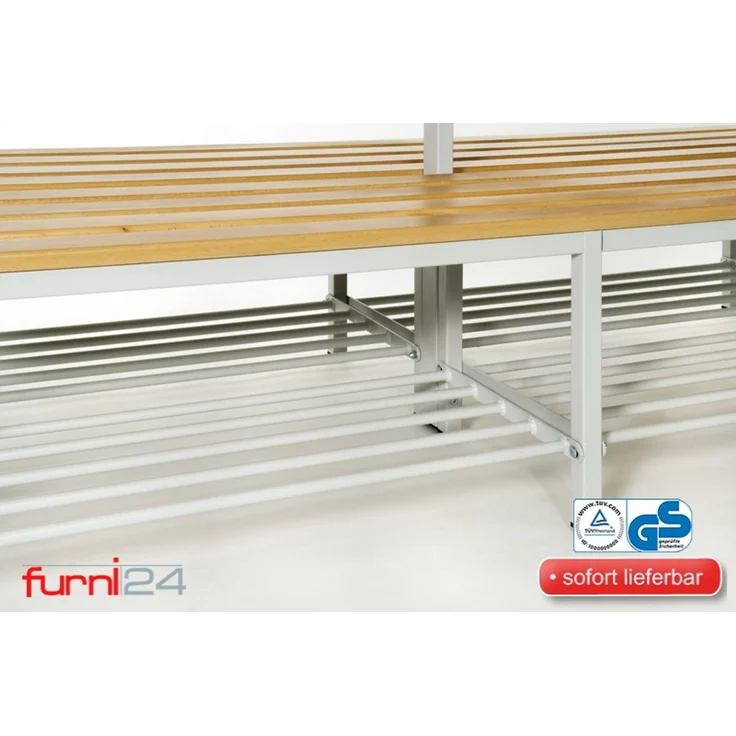 Garderobenbank doppelseitig mit Schuhrost 200 cm grau – Bild 3