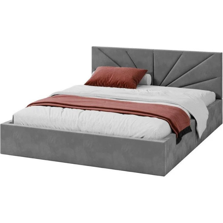 FDM Polsterbett Sunset, Graphit, mit Bettkasten, 140x200 cm, MDF/Metallrahmen, modernes minimalistisches Design