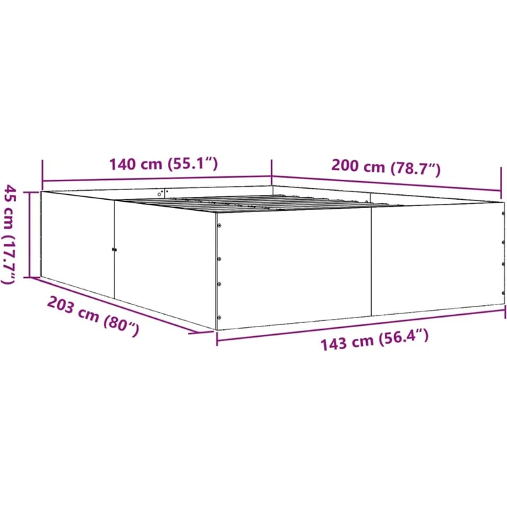 vidaXL Bettgestell Weiß 140x200 cm Holzwerkstoff 3280923 – Bild 9