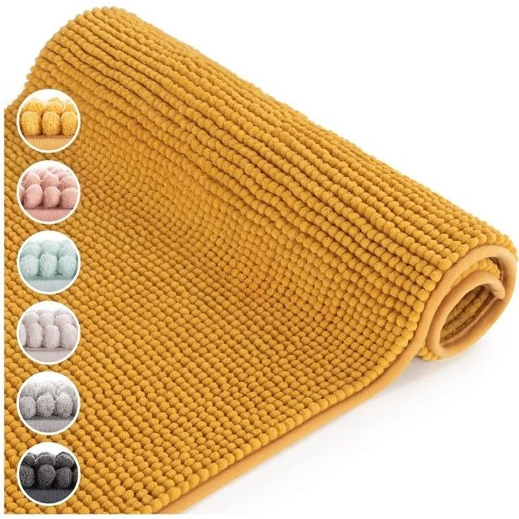 Blumtal Badematte Chenille weicher Badezimmerteppich, strapazierfähig, rutschfest, Polyester, Läufer, 40°C maschinenwaschbar – Bild 4