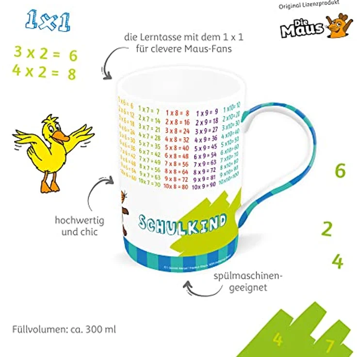 Trötsch Verlag Tasse Trötsch Die Maus Lieblingstasse Lerntasse 1x1 Die Maus: Aus Porzell – Bild 4