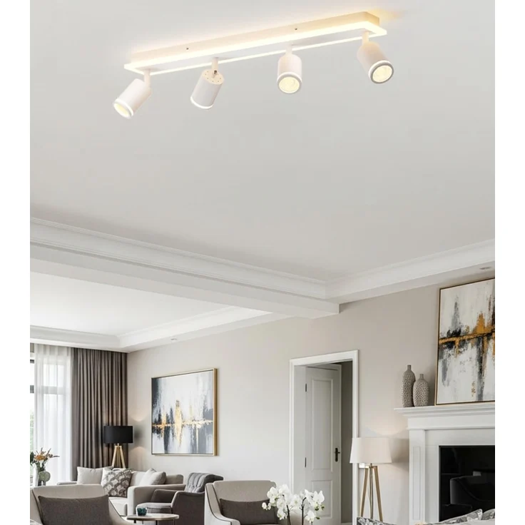 LVWIT Deckenstrahler 4 Flammig, GU10 Deckenstrahler LED Weiß, Modern Deckenlampe Strahler, Deckenspots Küchenlampe Deckenlampe Strahler für Wohnzimmer, Ohne Leuchtmittel – Bild 7